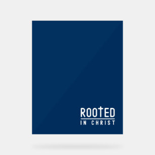 Navy Blue Rooted Christian faith quote Poster