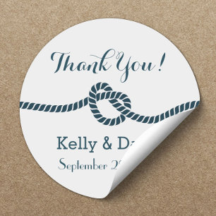 Navy Blue Rope Knot Wedding Favour Stickers