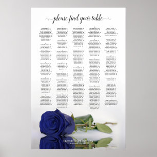 Navy Blue Rose Alphabetical Wedding Seating Chart