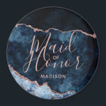 Navy Blue & Rose Gold Agate Marble Maid of Honour Magnet<br><div class="desc">Navy Blue & Rose Gold Foil Watercolor Marble Agate Gilded Geode Design,  with Modern and Script fonts. Trendy and Chic Wedding Maid of Honour magnet! ~ Check my shop to see the entire wedding suite for this design!</div>