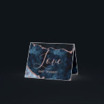 Navy Blue & Rose Gold Agate Marble Thank You Photo Card<br><div class="desc">Navy Blue & Rose Gold Foil Watercolor Marble Agate Gilded Geode Design,  with Modern and Script fonts. Trendy and Chic Wedding Thank you cards! ~ Check my shop to see the entire wedding suite for this design!</div>