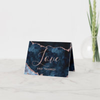 Navy Blue & Rose Gold Agate Marble Thank You Photo