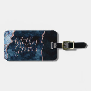 Navy Blue & Rose Gold Agate Mother of the Groom Luggage Tag