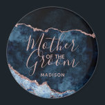 Navy Blue & Rose Gold Agate Mother of the Groom Magnet<br><div class="desc">Navy Blue & Rose Gold Foil Watercolor Marble Agate Gilded Geode Design,  with Modern and Script fonts. Trendy and Chic Wedding Mother of the Groom magnet! ~ Check my shop to see the entire wedding suite for this design!</div>