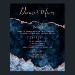 Navy Blue Rose Gold Agate Wedding Menu Table Sign<br><div class="desc">Navy Blue & Rose Gold Foil Watercolor Marble Agate Gilded Geode Design,  with Modern and Script fonts. Trendy and Chic Wedding Menu table sign! ~ Check my shop to see the entire wedding suite for this design!</div>