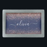 Navy Blue Rose Gold Blush Pink Glitter Monogram Belt Buckle<br><div class="desc">Navy Blue and Rose Gold - Blush Pink Sparkle Glitter Script Monogram Name Belt Buckle. This makes the perfect graduation, sweet 16 16th, 18th, 21st, 30th, 40th, 50th, 60th, 70th, 80th, 90th, 100th birthday, wedding, bridal shower, anniversary, baby shower or bachelorette party gift for someone that loves glam luxury and...</div>