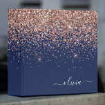 Navy Blue Rose Gold Blush Pink Glitter Monogram Binder<br><div class="desc">Rose Gold - Blush Pink and Navy Blue Sparkle Glitter Script Monogram Name Binder. This makes the perfect sweet 16 birthday,  wedding,  bridal shower,  anniversary,  baby shower or bachelorette party gift for someone that loves glam luxury and chic styles.</div>