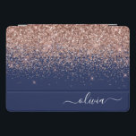 Navy Blue Rose Gold Blush Pink Glitter Monogram iPad Pro Cover<br><div class="desc">Rose Gold - Blush Pink and Navy Blue Sparkle Glitter Script Monogram Name Laptop Case. This makes the perfect sweet 16 birthday,  wedding,  bridal shower,  anniversary,  baby shower or bachelorette party gift for someone that loves glam luxury and chic styles.</div>