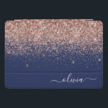 Navy Blue Rose Gold Blush Pink Glitter Monogram iPad Pro Cover<br><div class="desc">Rose Gold - Blush Pink and Navy Blue Sparkle Glitter Script Monogram Name Laptop Case. This makes the perfect sweet 16 birthday,  wedding,  bridal shower,  anniversary,  baby shower or bachelorette party gift for someone that loves glam luxury and chic styles.</div>