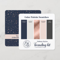 Navy Blue & Rose Gold Colour Palette Swatch Card
