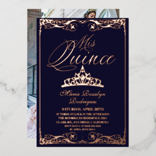 Navy Blue & Rose Gold Elegant Quinceanera Photo