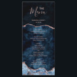 Navy Blue Rose Gold Foil Agate Marble Wedding Menu<br><div class="desc">Navy Blue & Rose Gold Foil Watercolor Marble Agate Gilded Geode Design,  with Modern and Script fonts. Trendy and Chic Wedding or any event Dinner menu! ~ Check my shop to see the entire wedding suite for this design!</div>