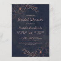 Navy Blue & Rose Gold Foil Wedding Bridal Shower