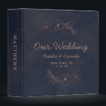 Navy Blue & Rose Gold Foil Wedding Photo Album Binder<br><div class="desc">Navy Blue & Rose Gold Foil Floral Border Wedding Design with hand drawn flowers, Leaves, and watercolor background. A Chic and Modern Look for an Autumn Fall or winter wedding, with bold colour palette : Navy blue, and rose gold faux foil details. Hand drawn Floral elements, Modern trendy Script Font...</div>