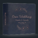 Navy Blue & Rose Gold Foil Wedding Photo Album Binder<br><div class="desc">Navy Blue & Rose Gold Foil Floral Border Wedding Design with hand drawn flowers, Leaves, and watercolor background. A Chic and Modern Look for an Autumn Fall or winter wedding, with bold colour palette : Navy blue, and rose gold faux foil details. Hand drawn Floral elements, Modern trendy Script Font...</div>