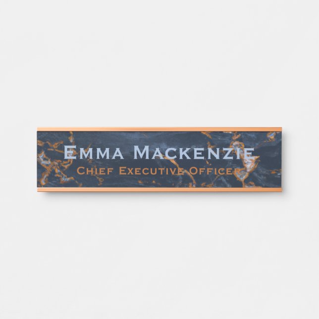 Navy Blue Rose Gold Marble Door Signs Office Sign (Front)