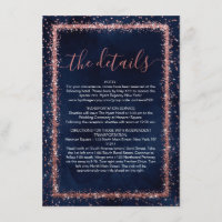 Navy Blue Rose Gold Sprinkled Confetti Details