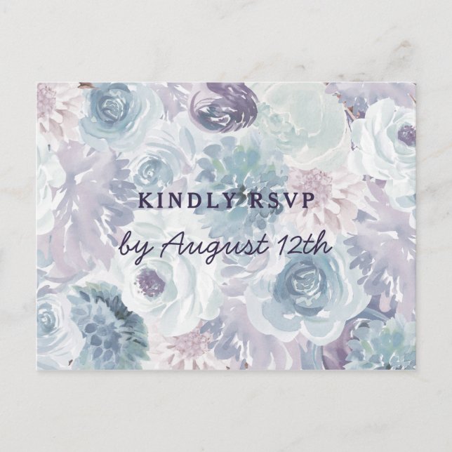 Navy Blue & Rose Gold Wedding Meal Choice RSVP Postcard (Front)