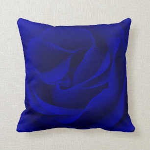 Navy Blue Rose Magnified Throw Pillow