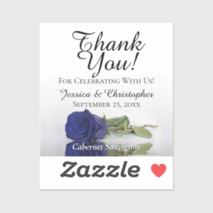 Navy Blue Rose Wedding Thanks Mini Bottle Label