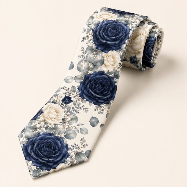 Navy Blue Rose Winter Wedding Tie (Creator Uploaded)