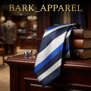 Navy Blue & Royal Blue Diagonal Stripe Modern Tie