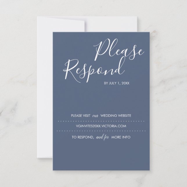Navy Blue RSVP Card, Wedding Website Card (Front)