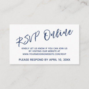 Navy Blue RSVP Online Casual Handwriting Enclosure Card