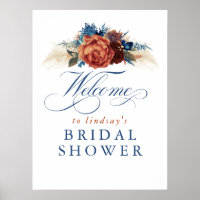 Navy Blue Rust Terracotta Bridal Shower Welcome