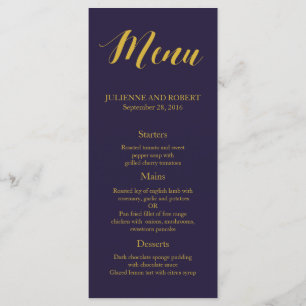 Navy Blue Rustic Chic Wedding Menu
