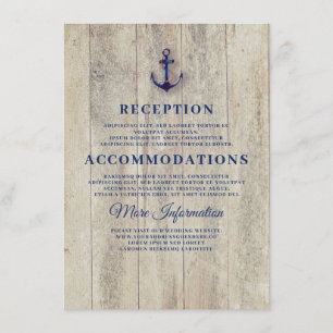 Navy Blue Rustic Nautical Wedding Details Enclosure Card