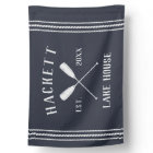 Navy Blue Rustic Oars Personalized Lake House