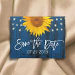 Navy Blue Rustic Sunflower Wedding Save the Date Announcement Postcard<br><div class="desc">Rustic Sunflowers & String Lights Navy Blue Barn Wedding Save the Date Announcements.</div>