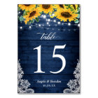 Navy Blue Rustic Sunflowers String Lights Wedding