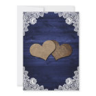 Navy Blue Rustic Wood Burlap Lace Lights Wedding