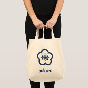 Navy Blue Sakura Blossom  Tote Bag
