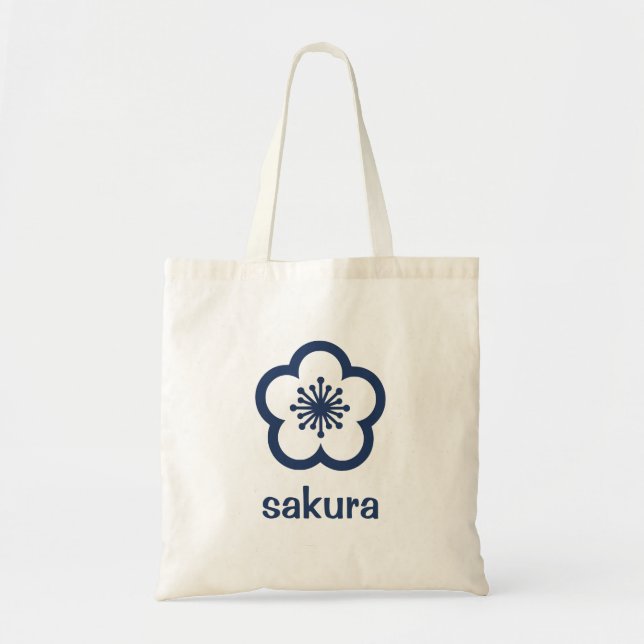 Navy Blue Sakura Blossom  Tote Bag (Front)