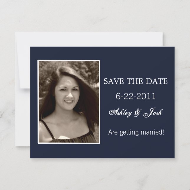 Navy Blue Save The Date Invites (Front)