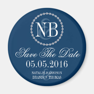 Navy blue Save the Date mariage aimant
