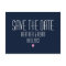 Navy blue save the date postcard