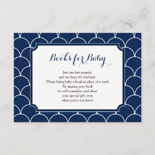 Navy Blue Scallop Books for Baby Insert Card