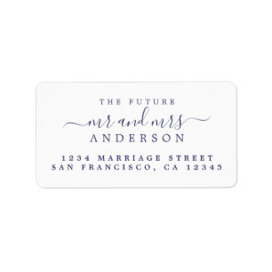 Navy Blue Script Future Mr Mrs Return Address Label