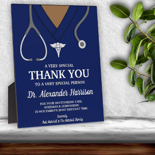 Navy Blue Scrubs Medical Professional Thank You Plaque