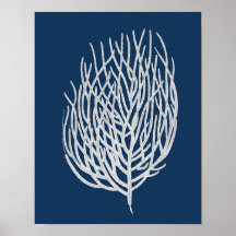 Navy Blue Sea Coral #9 Beach Decor wall art