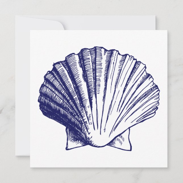 Navy Blue Sea Shell Luau Reception Invitation (Front)