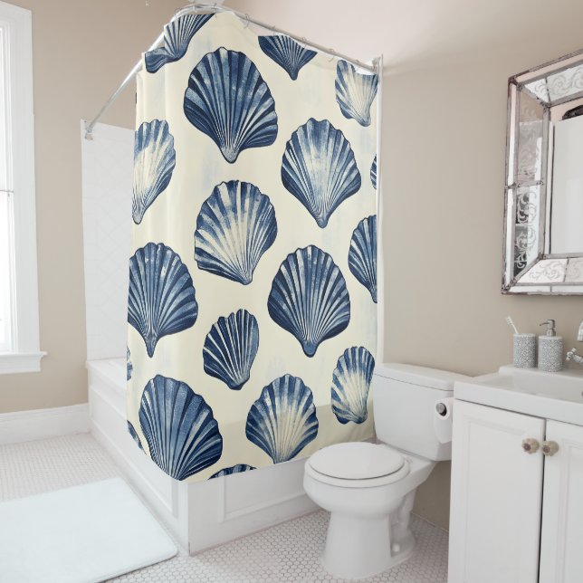 Navy Blue Sea shells pattern (In Situ)
