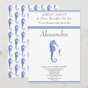 Navy Blue Seahorse Ahoy it's a boy Baby Shower