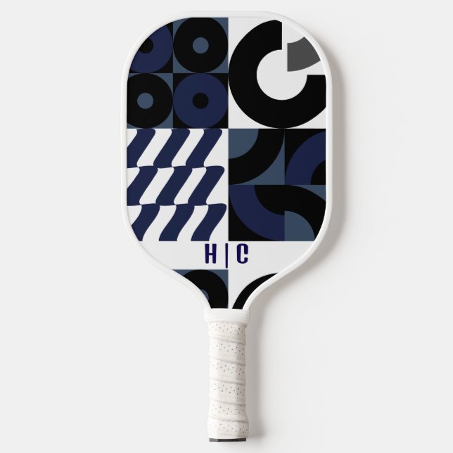 Navy Blue Seamless Pattern | Modern Monogram Pickleball Paddle (Front)