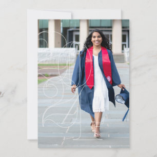 Navy Blue Senior Photo Graduation Announcement