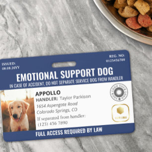Navy Blue Service Dog 2 Logo & Photo ID Badge